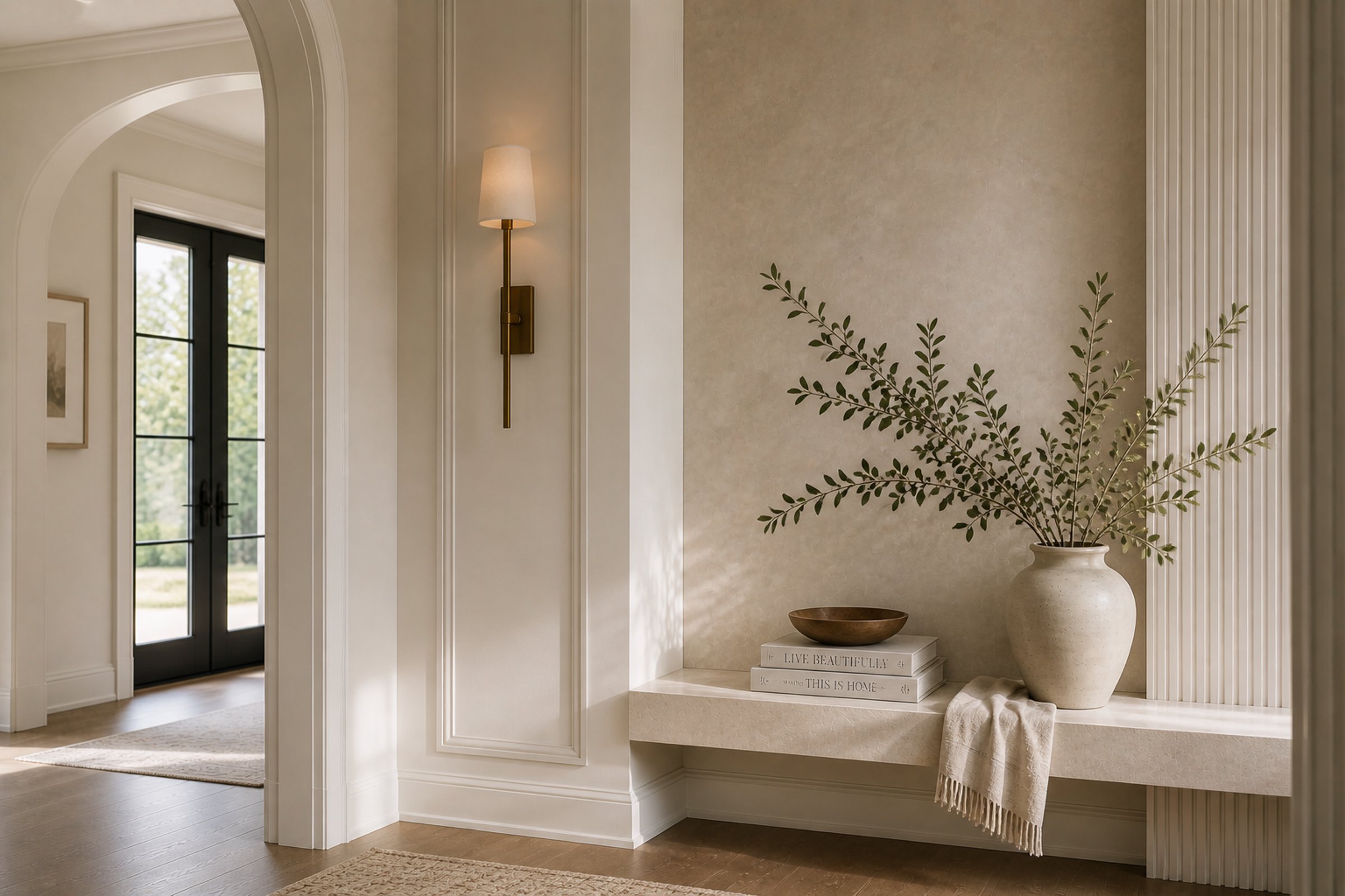 Refined interior design with plaster textures